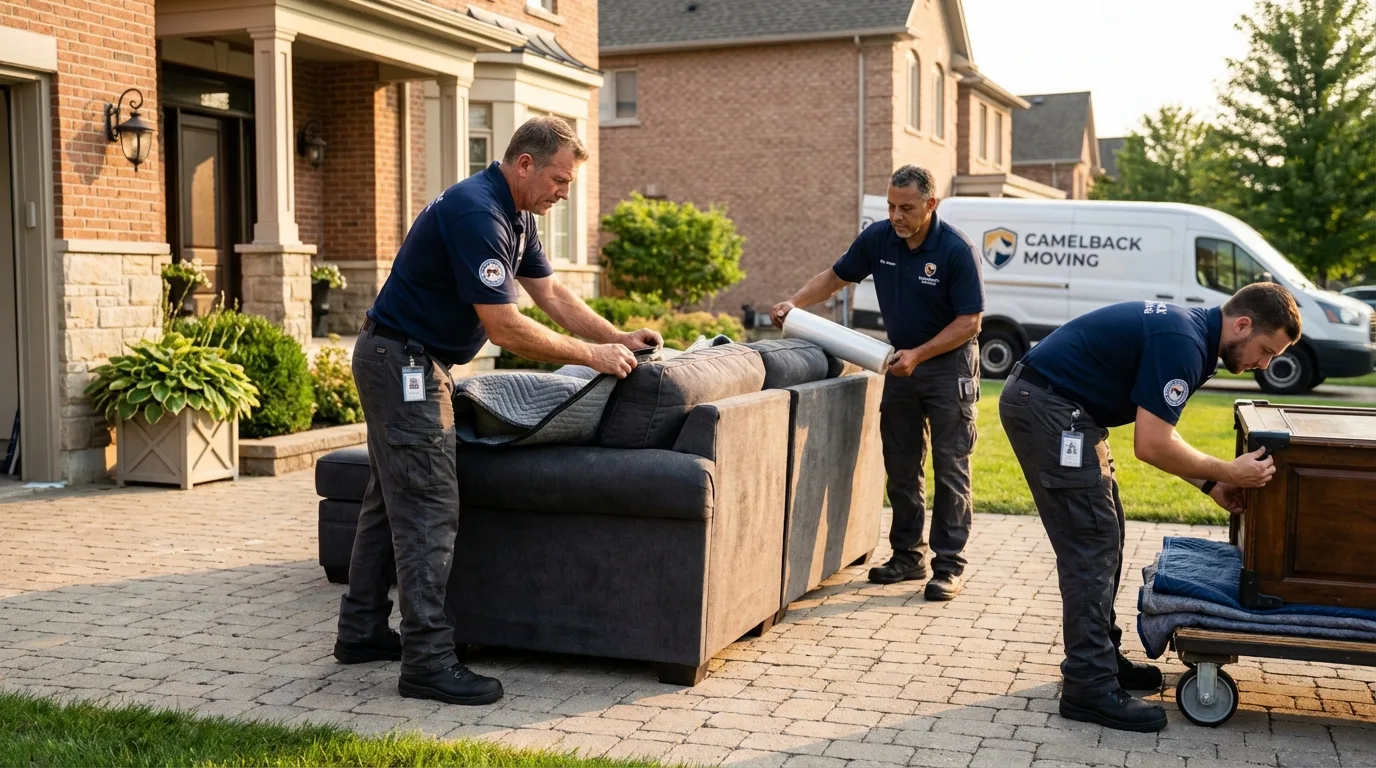 Large estate moving crew wrapping furniture in Stanton, KY